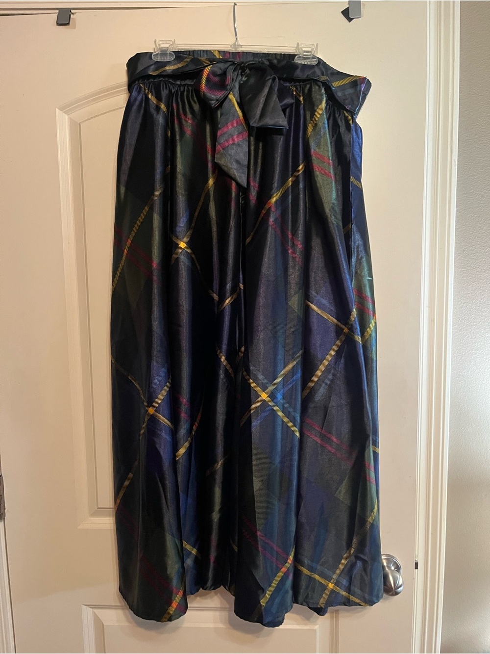 Cato Navy Plaid Maxi Skirt with Self Tie Waistband